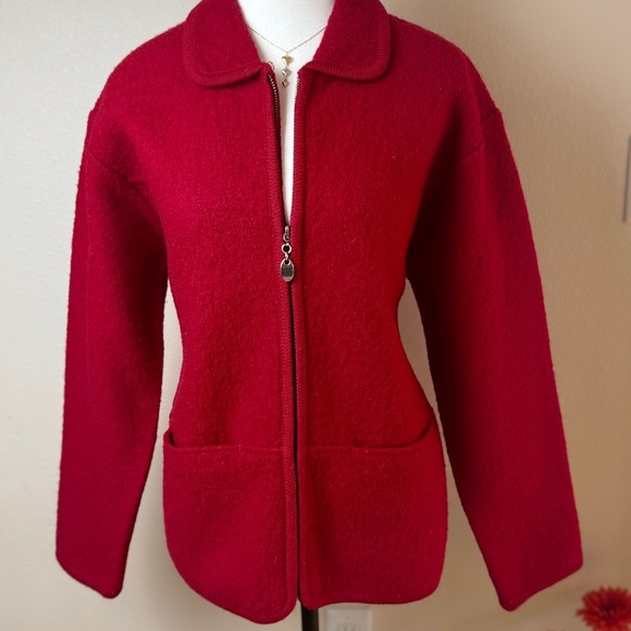 Jacket Lisa International Bold Red Teddy Jacket - Picture 1 of 9